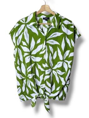 Haver London Tie Front Button Up Top Size 1X